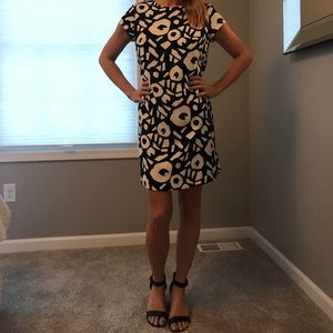 Loft geometrical black and white dress